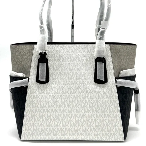 Michael Kors Voyager Large Color-Block Signature Tote Bag - Optic White Multi - Picture 5 of 11